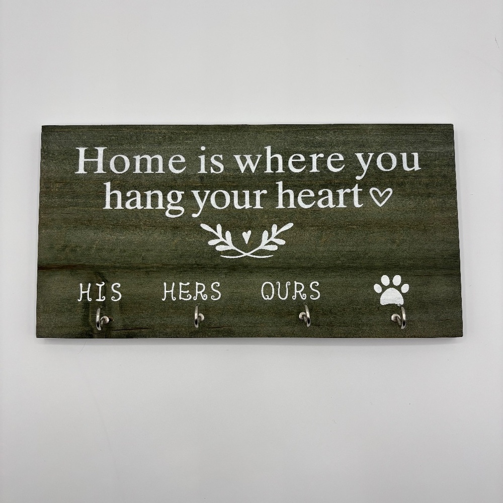 His, Hers, Ours, Paws Key Holder for Wall -Entryway Decor